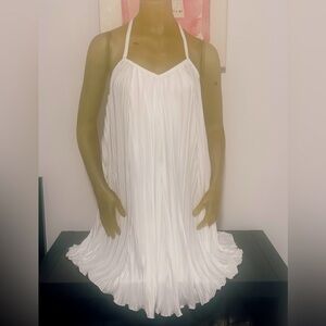 LBLC The Label. “NORMA” Ivory pleated silk dress. SzM(fits L) 
Brand new w tags